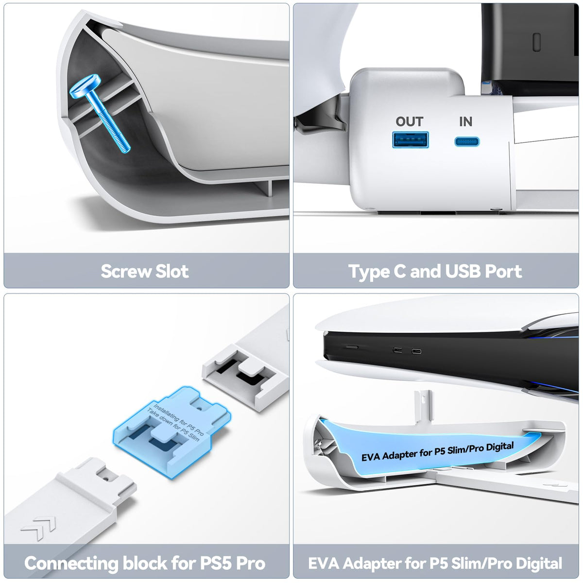 Tokluck Horizontal Cooling Stand Station for PlayStation 5 Pro/S White DEMO