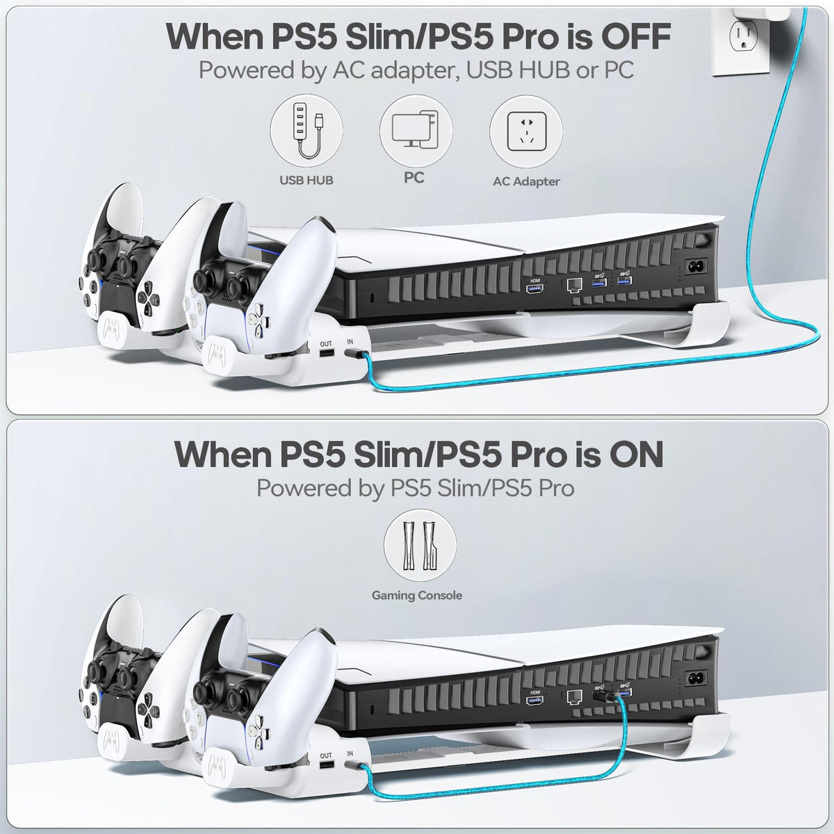 Tokluck Horizontal Cooling Stand Station for PlayStation 5 Pro/S White DEMO