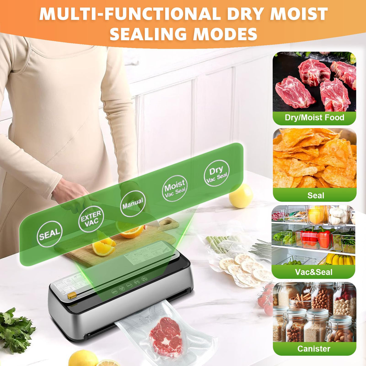 Powerful Automatic Vacuum Sealer Machine with 100KPA Suction, Silver DEMO