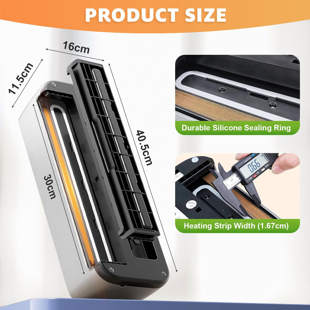 Powerful Automatic Vacuum Sealer Machine with 100KPA Suction, Silver DEMO