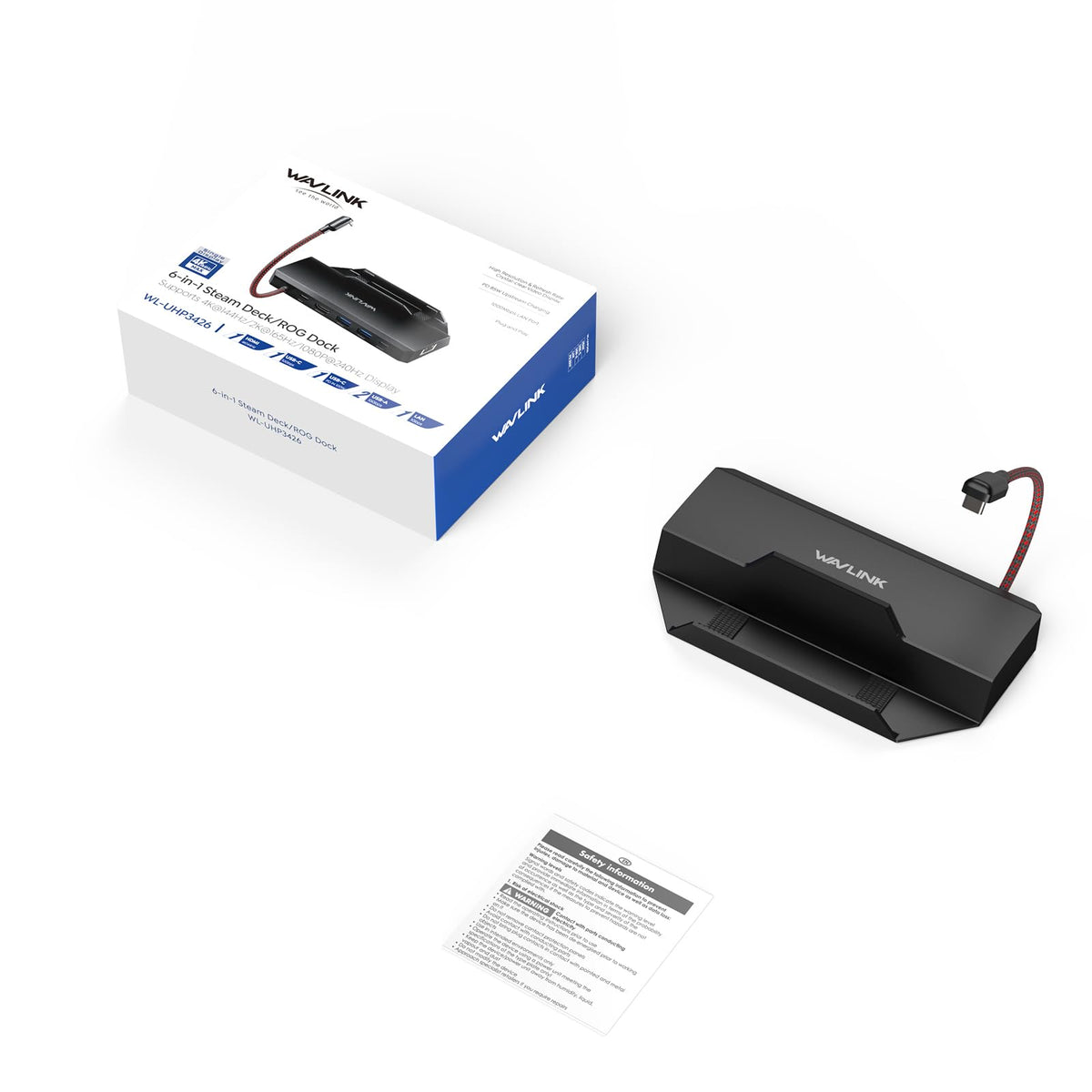 WAVLINK 6-in-1 Docking Station for Steam Deck/ROG Ally 4K Ultra HD Black NEW