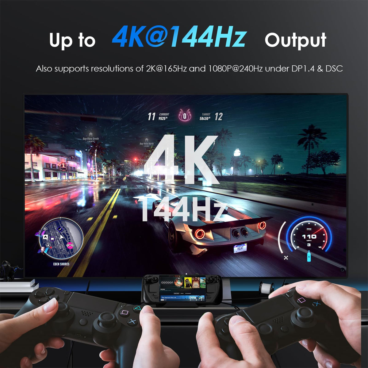 WAVLINK 6-in-1 Docking Station for Steam Deck/ROG Ally 4K Ultra HD Black NEW
