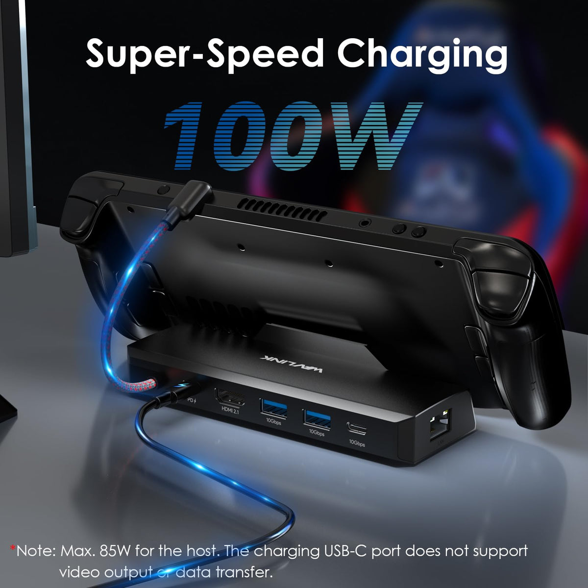 WAVLINK 6-in-1 Docking Station for Steam Deck/ROG Ally 4K Ultra HD Black NEW