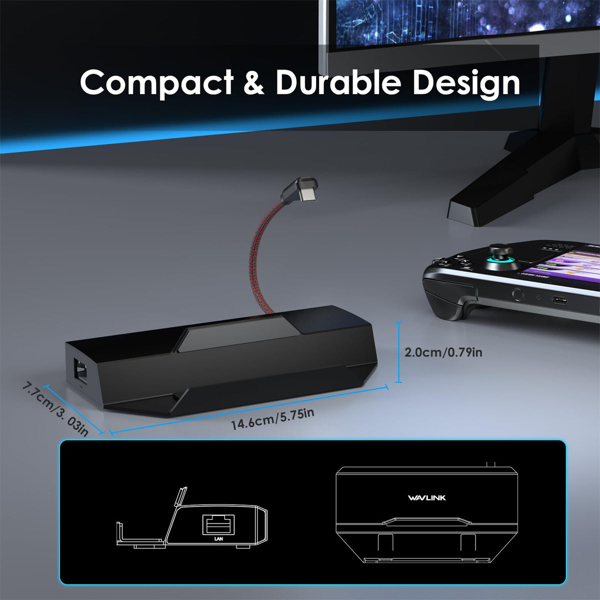 WAVLINK 6-in-1 Docking Station for Steam Deck/ROG Ally 4K Ultra HD Black NEW