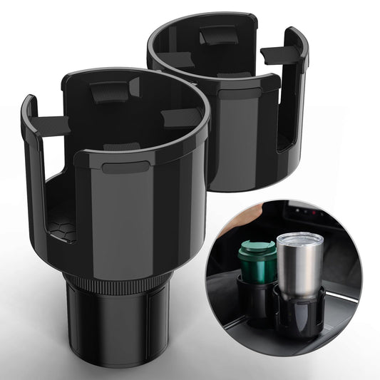2-in-1 Black Car Cup Holder Extender Fits Bottles & Drinks Holders NEW