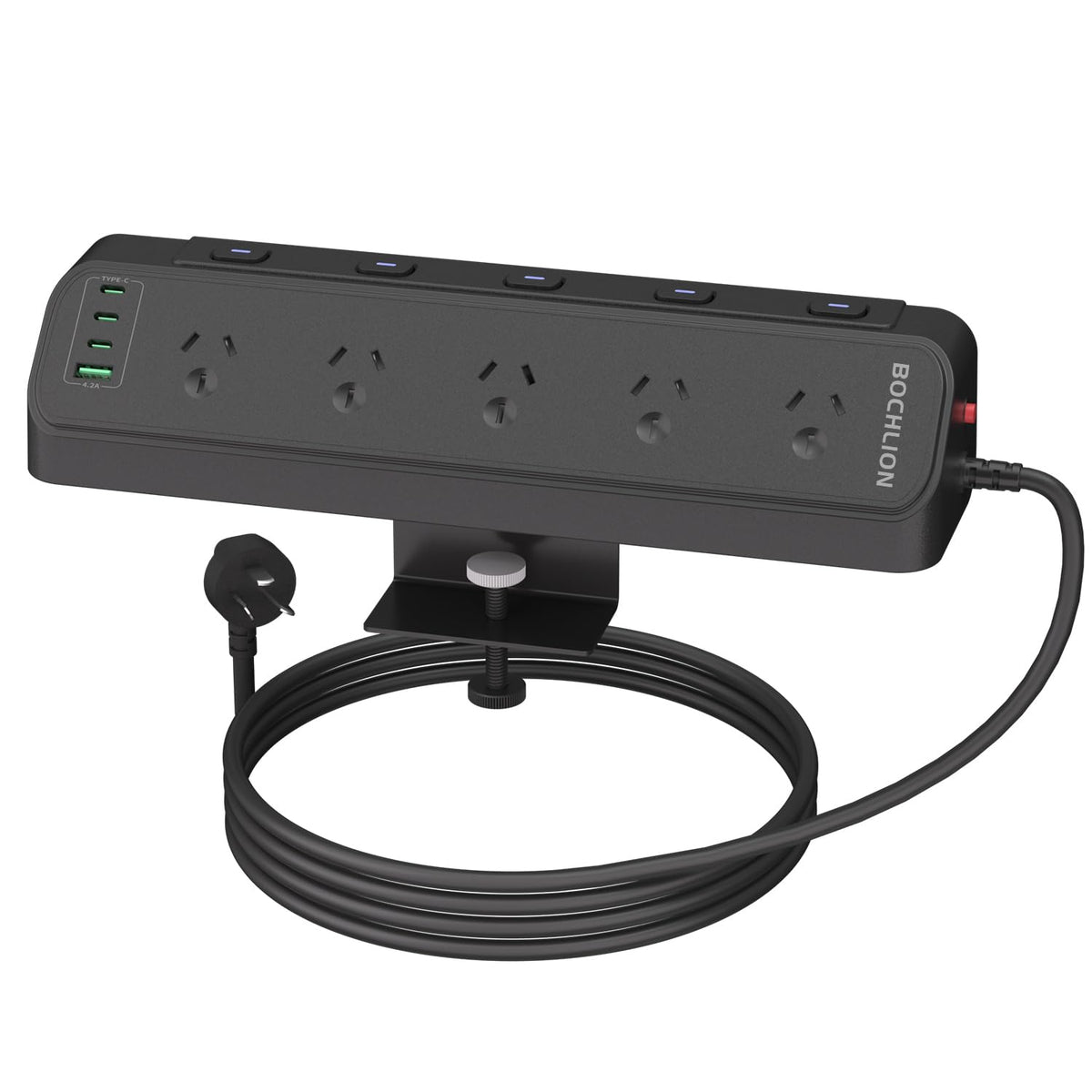 3-Outlet Desktop Power Strip with Independent Switches in Black NEW