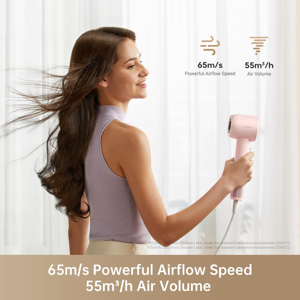 dreame Gleam Pink High-Speed Brushless Motor Hair Dryer for Fast Drying NEW