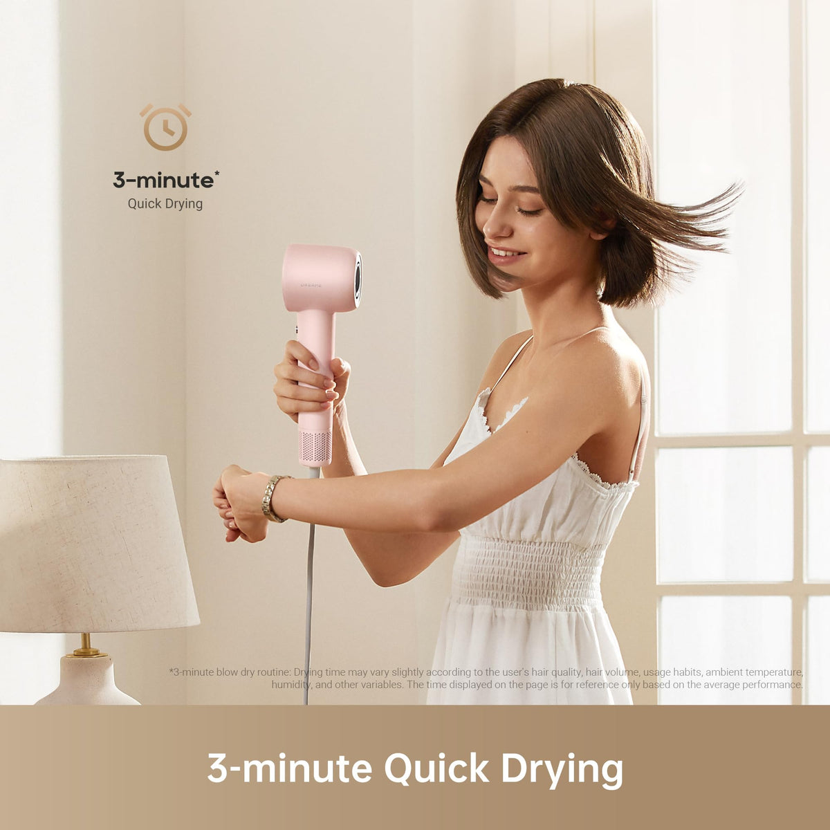 dreame Gleam Pink High-Speed Brushless Motor Hair Dryer for Fast Drying NEW