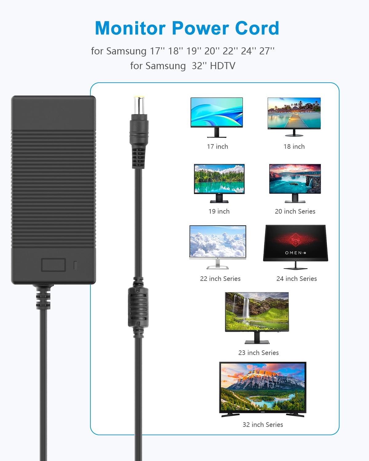 14V AC AC Adapters Power Adapter for Samsung Monitors - Black Replacement NEW