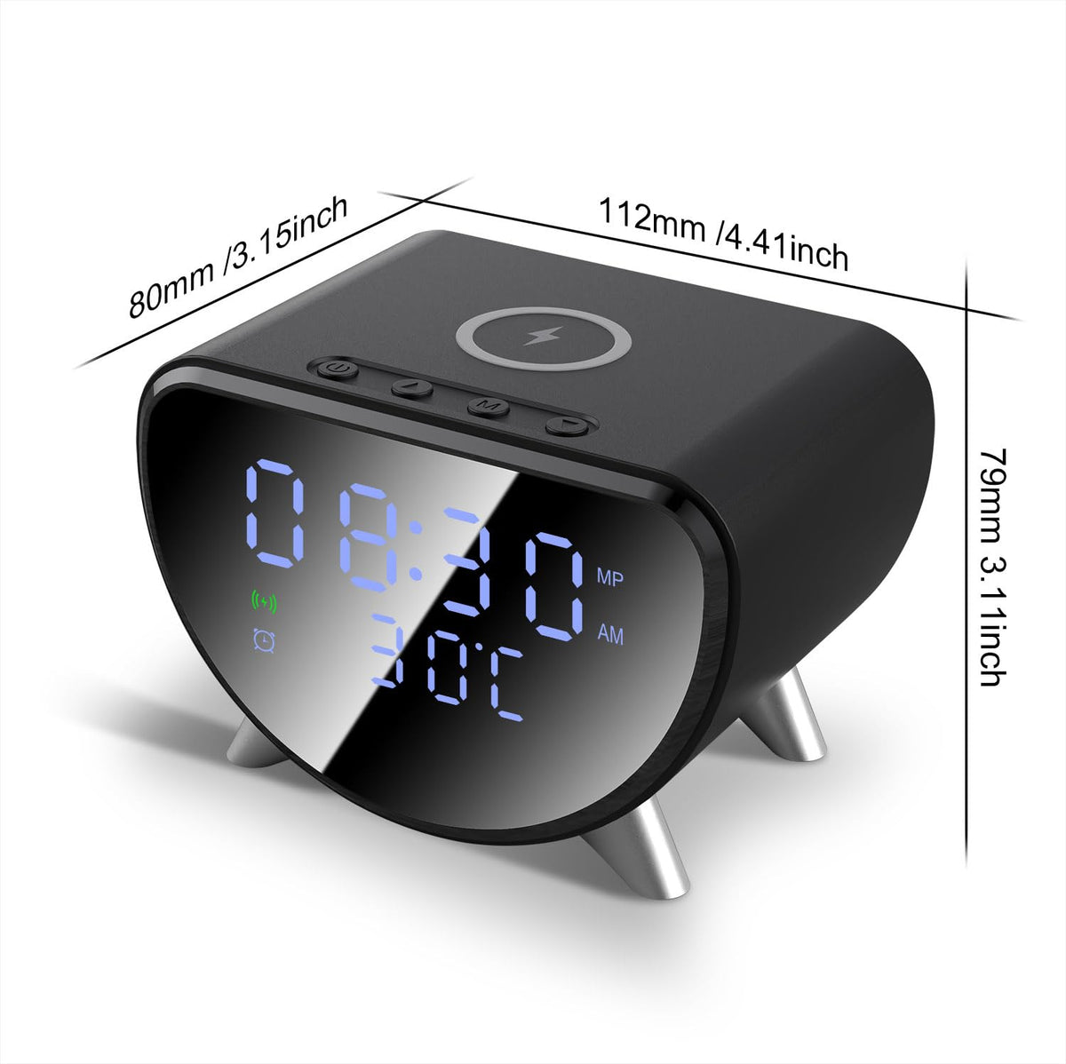 15W Wireless Charging Station with Digital Display in Black for Smartphones NEW