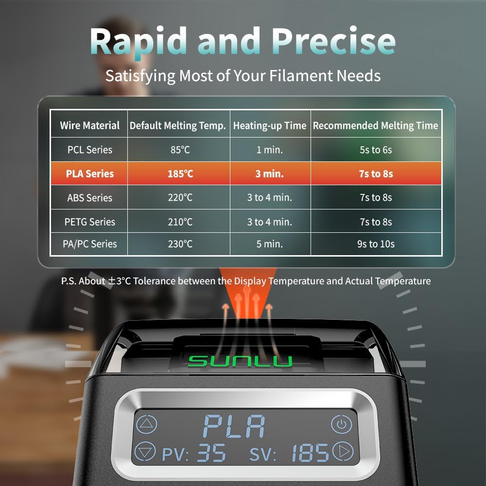 SUNLU 3D Printer Filament Splicer with 200 PTFE Sleeves Black Joiner Tool DEMO