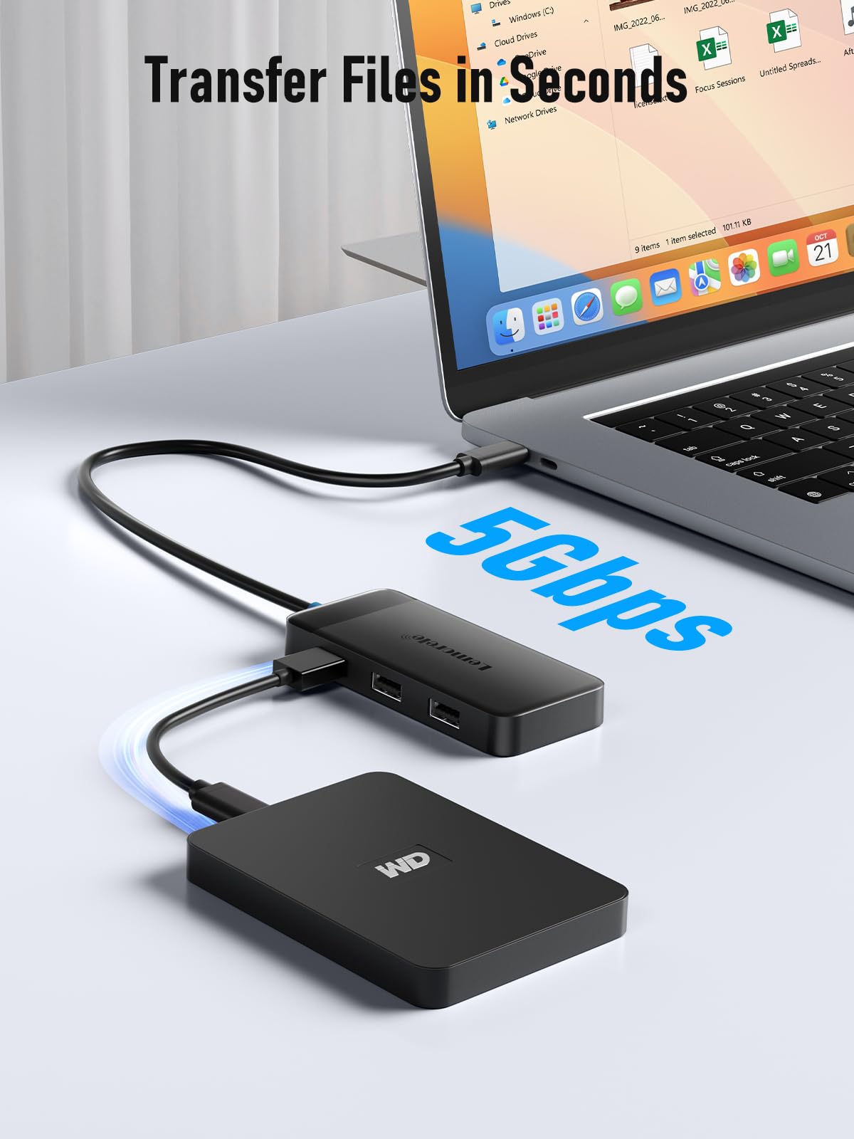 Lemorele 6-in-1 USB-C Docking Station with Dual 4K HDMI Ports, Black NEW