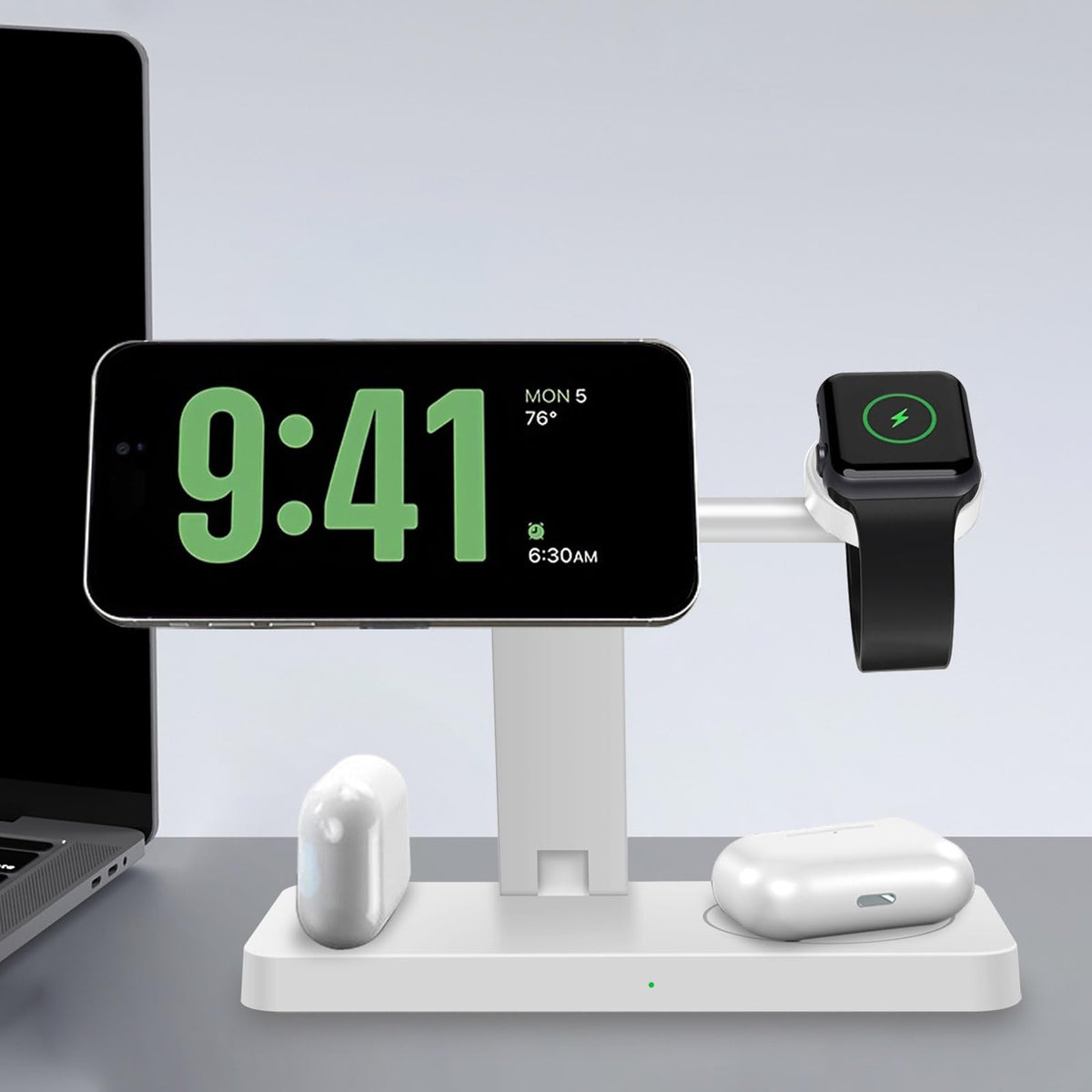4-in-1 Wireless Charging Station Magnetic Dock for iPhone, White DEMO