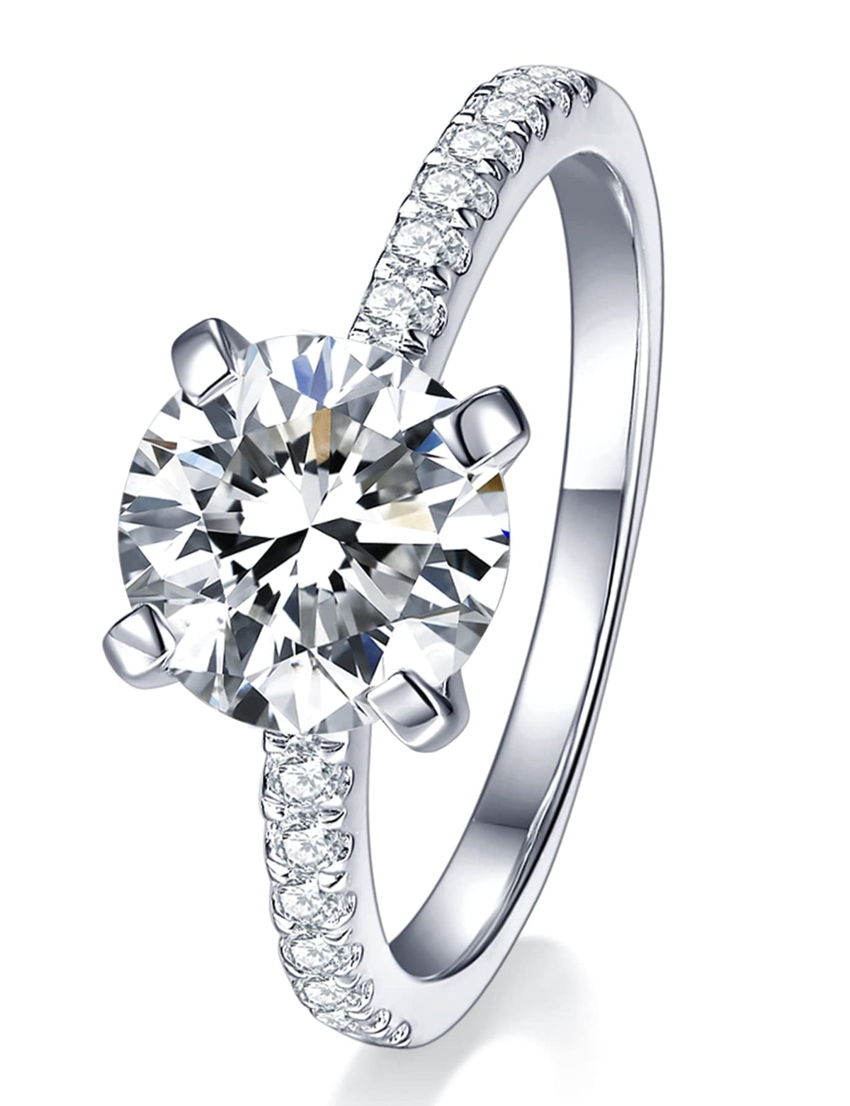 IMOLOVE Moissanite Rings Engagement Ring 1-2CT D VVS1 Sterling Silver Size NEW