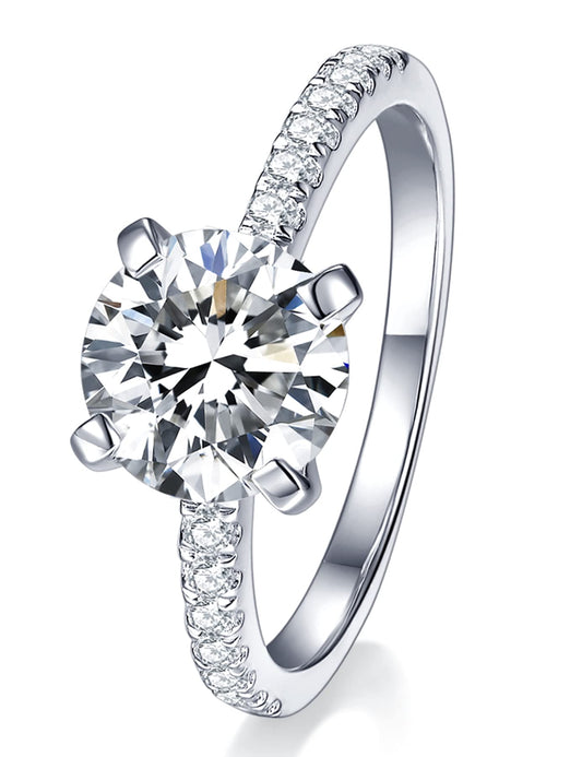 IMOLOVE Moissanite Rings Engagement Ring 1-2CT D VVS1 Sterling Silver Size NEW