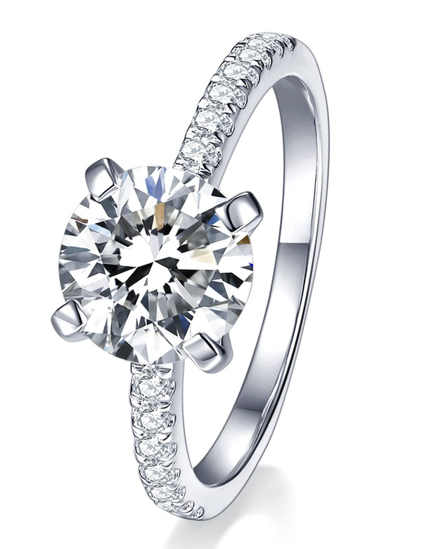 IMOLOVE Moissanite Rings Engagement Ring 1-2CT D VVS1 Sterling Silver Size NEW