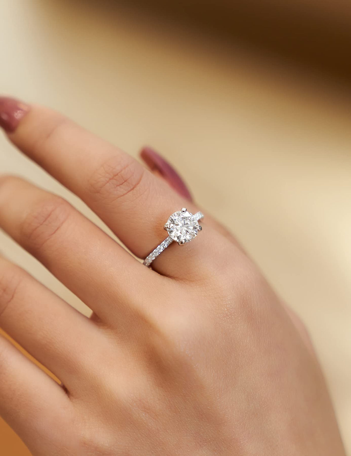 IMOLOVE Moissanite Rings Engagement Ring 1-2CT D VVS1 Sterling Silver Size NEW