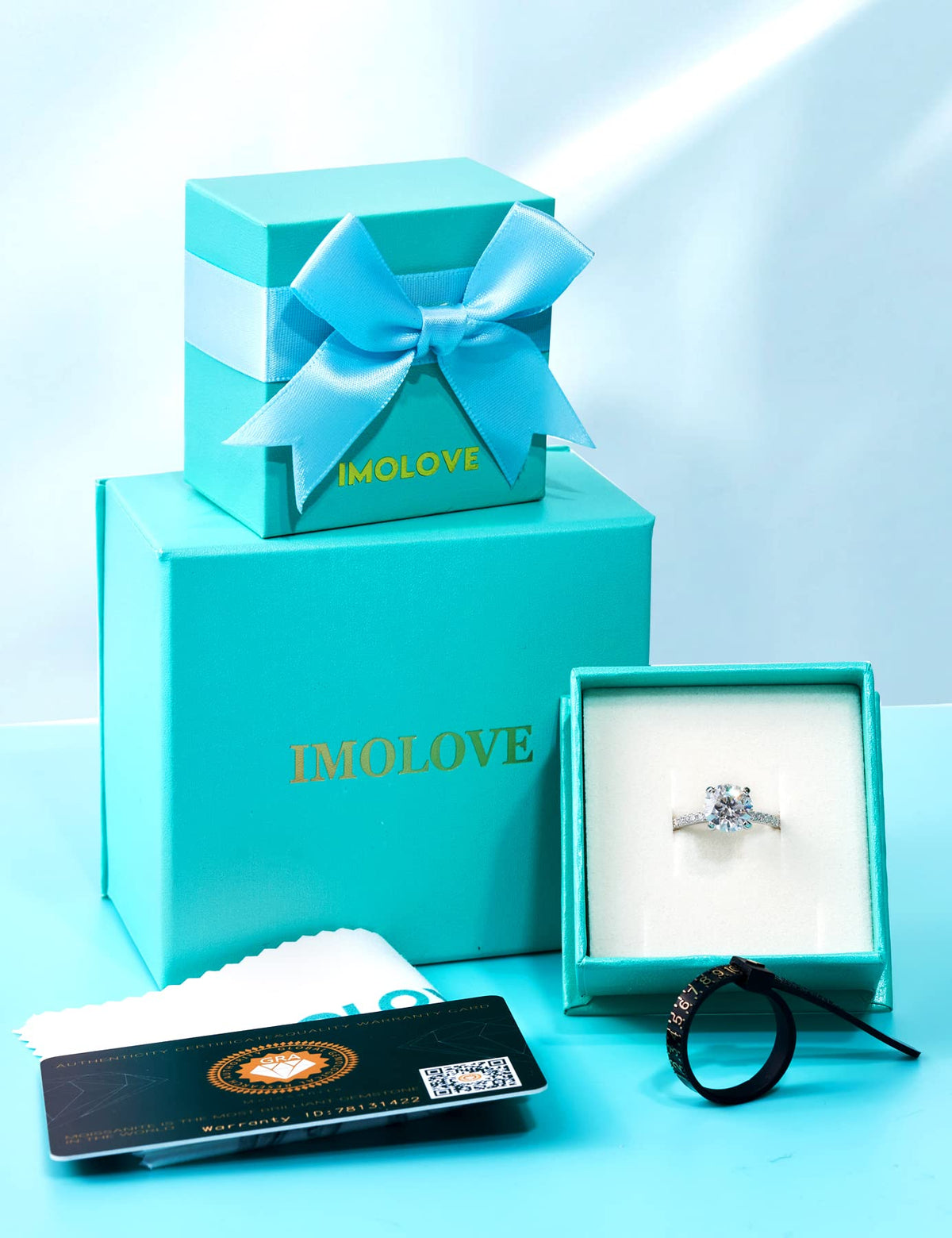 IMOLOVE Moissanite Rings Engagement Ring 1-2CT D VVS1 Sterling Silver Size NEW