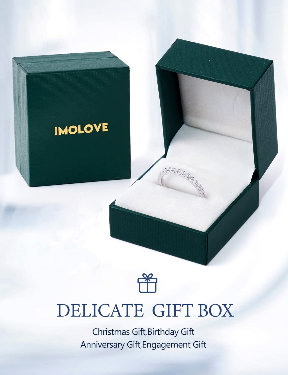 IMOLOVE 0.3-1 Rings Carat D VVS1 Moissanite Wedding Band Sterling Silver NEW