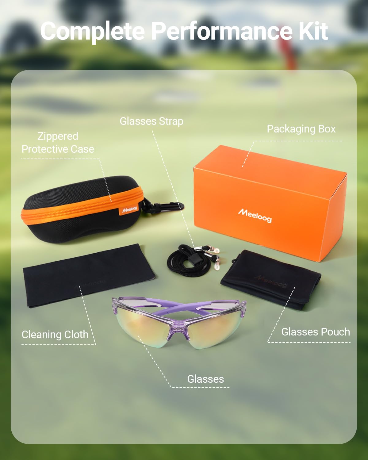 Meeloog Unisex Active Glasses Lightweight Wrap Around Golf Sunglasses NEW