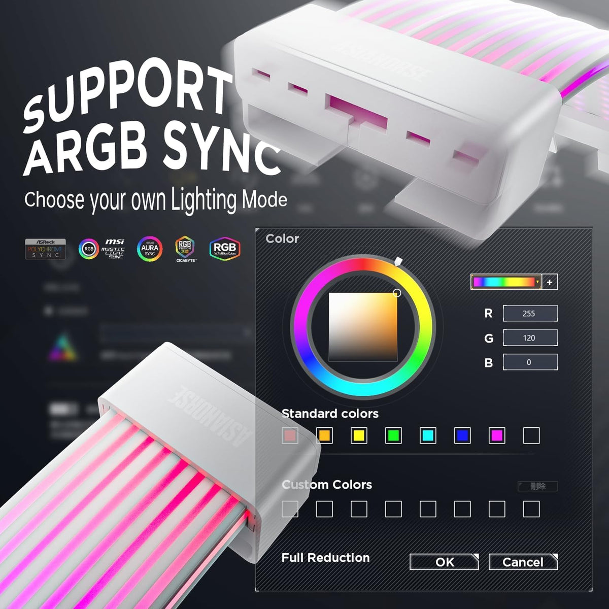 AsiaHorse ARGB LED Strips Light Up RGB Extension Cable Cover Kit for Home DEMO