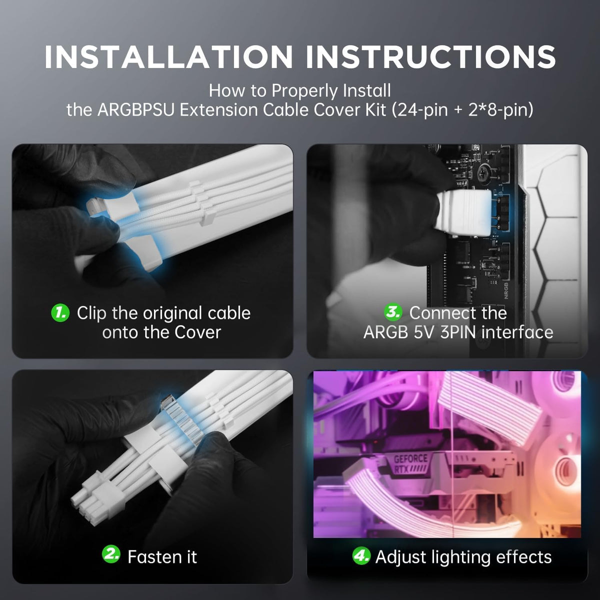 AsiaHorse ARGB LED Strips Light Up RGB Extension Cable Cover Kit for Home DEMO