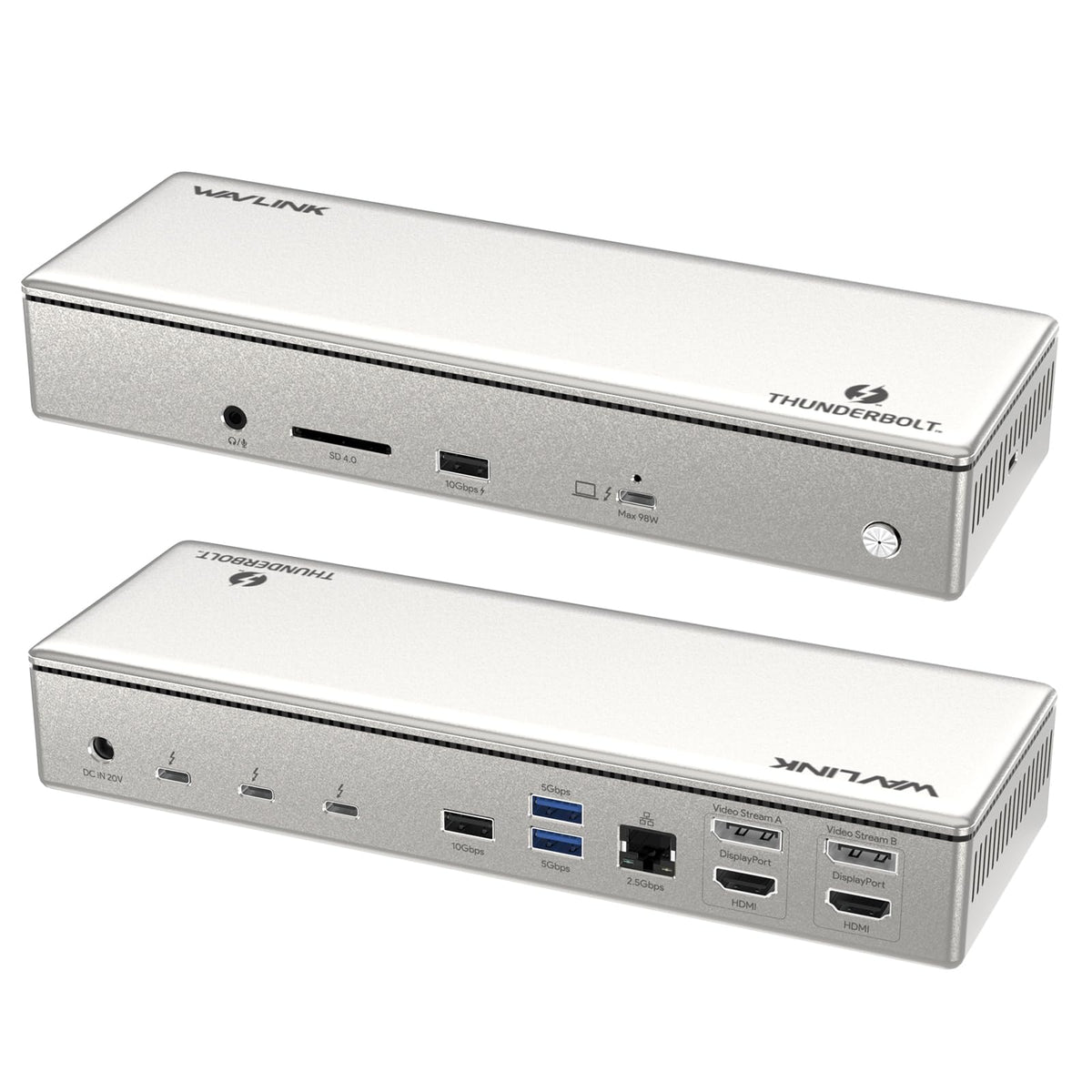 WAVLINK 15-in-1 Thunderbolt 4 Docking Station Quad Monitor 4K@60Hz Silver DEMO