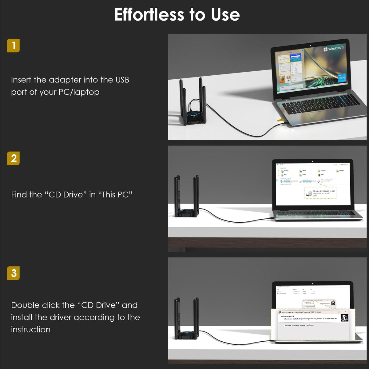 WAVLINK AX5400 High-Speed USB WiFi 6 Network Adapter for Desktops & DEMO