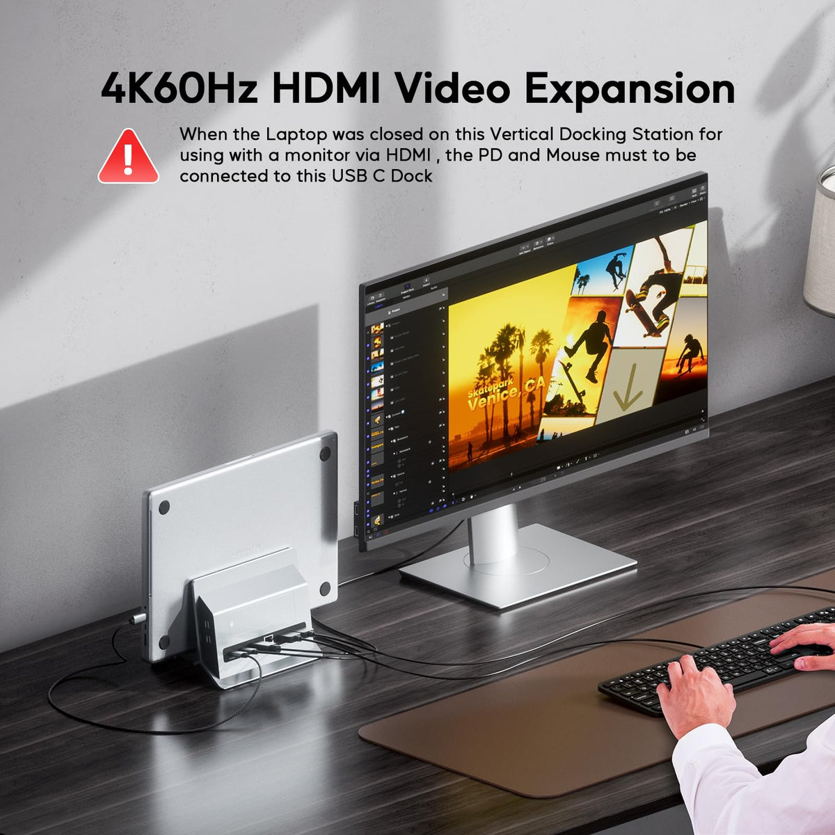 PULWTOP Vertical Laptop Docking Station with M.2 SSD Slot, Space Gray, for DEMO