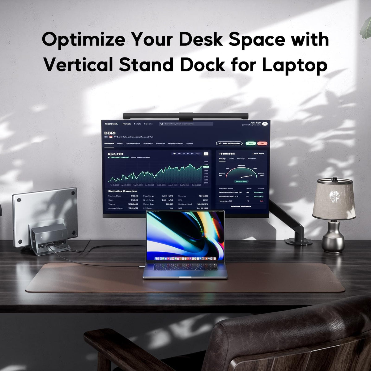 PULWTOP Vertical Laptop Docking Station with M.2 SSD Slot, Space Gray, for DEMO