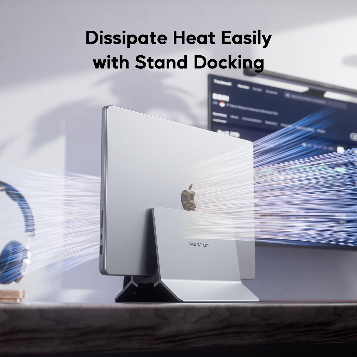 PULWTOP Vertical Laptop Docking Station with M.2 SSD Slot, Space Gray, for DEMO