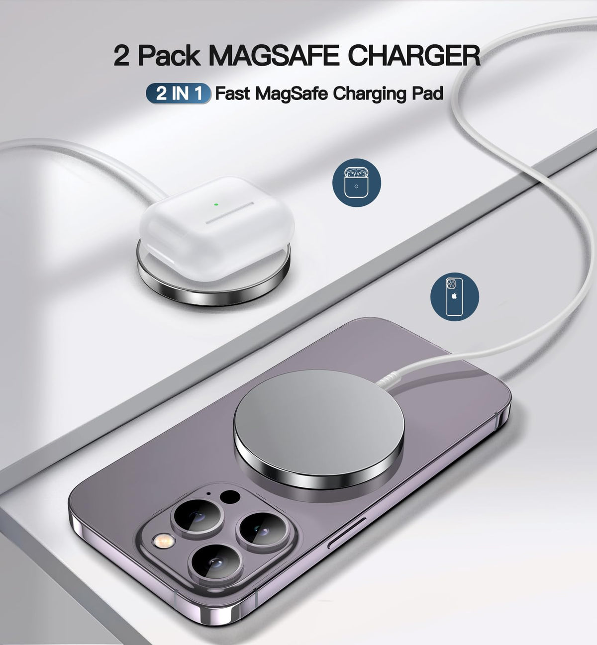 Wireless 15W Fast Magnetic Induction Charging Pad - White Charger for NEW