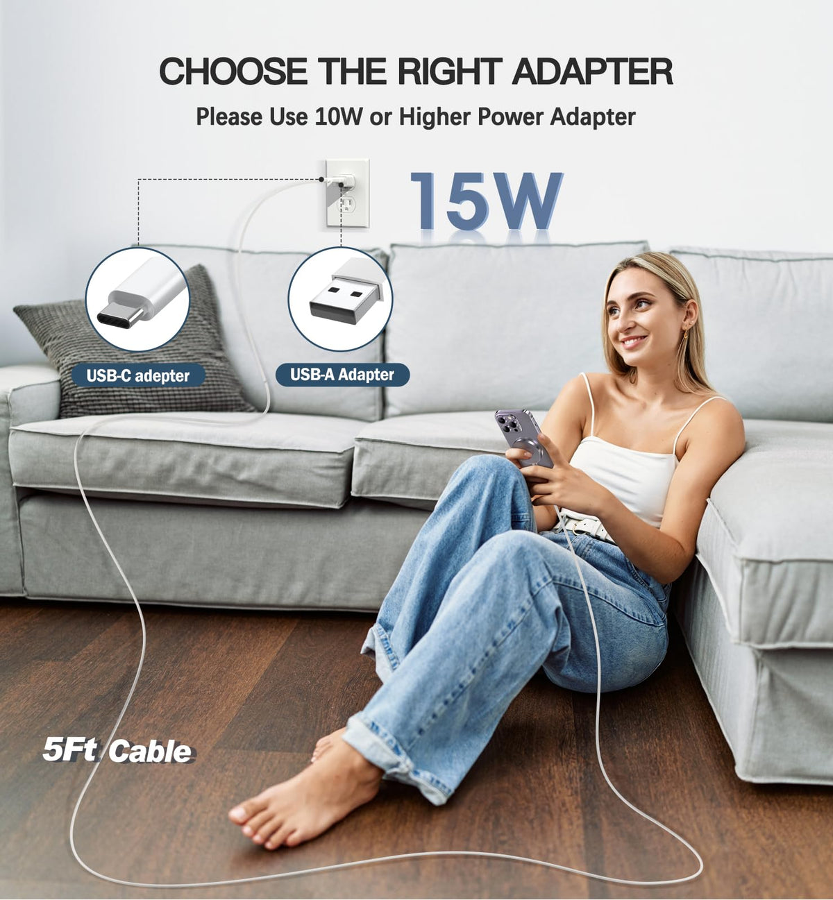 Wireless 15W Fast Magnetic Induction Charging Pad - White Charger for NEW