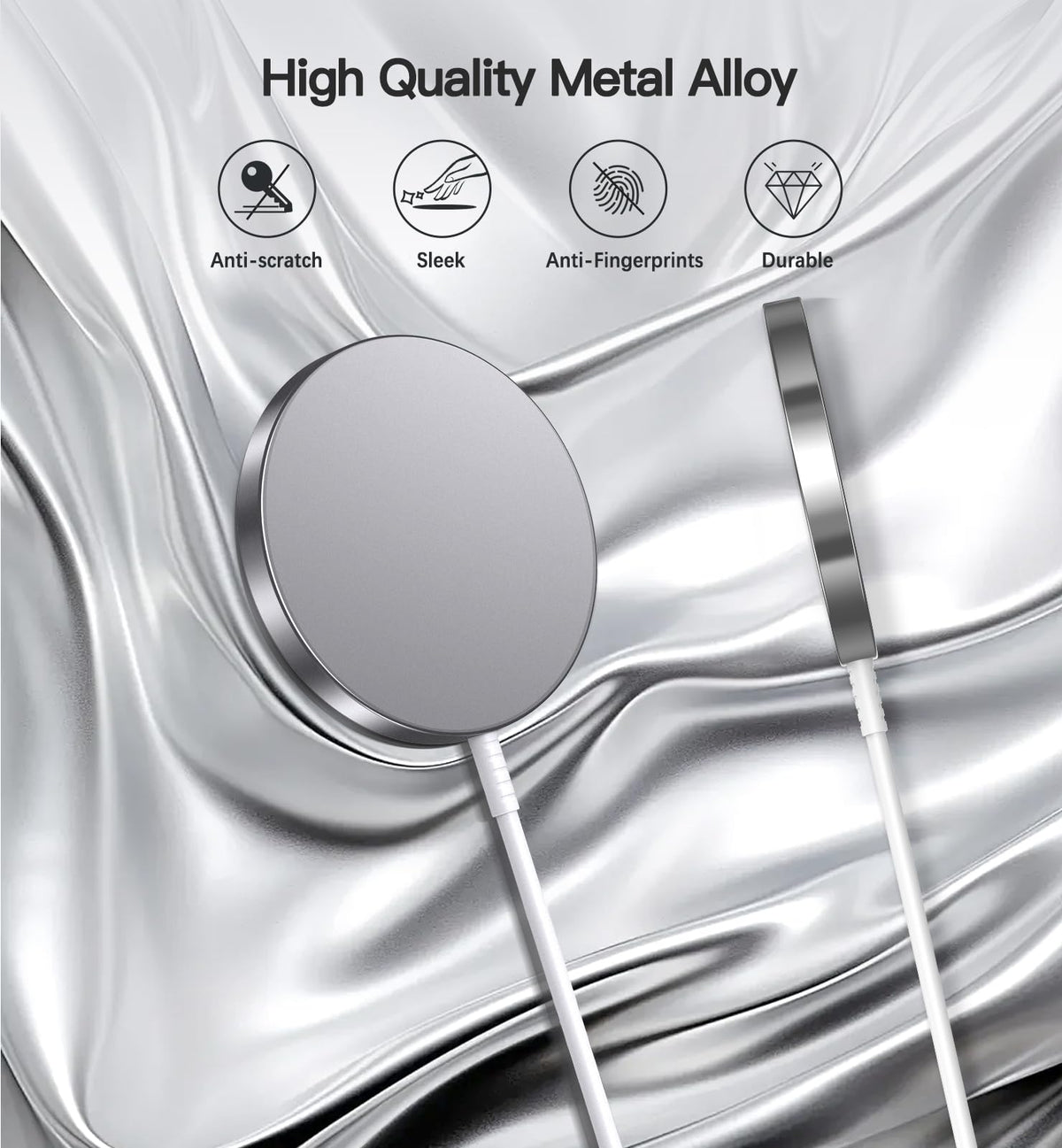 Wireless 15W Fast Magnetic Induction Charging Pad - White Charger for NEW
