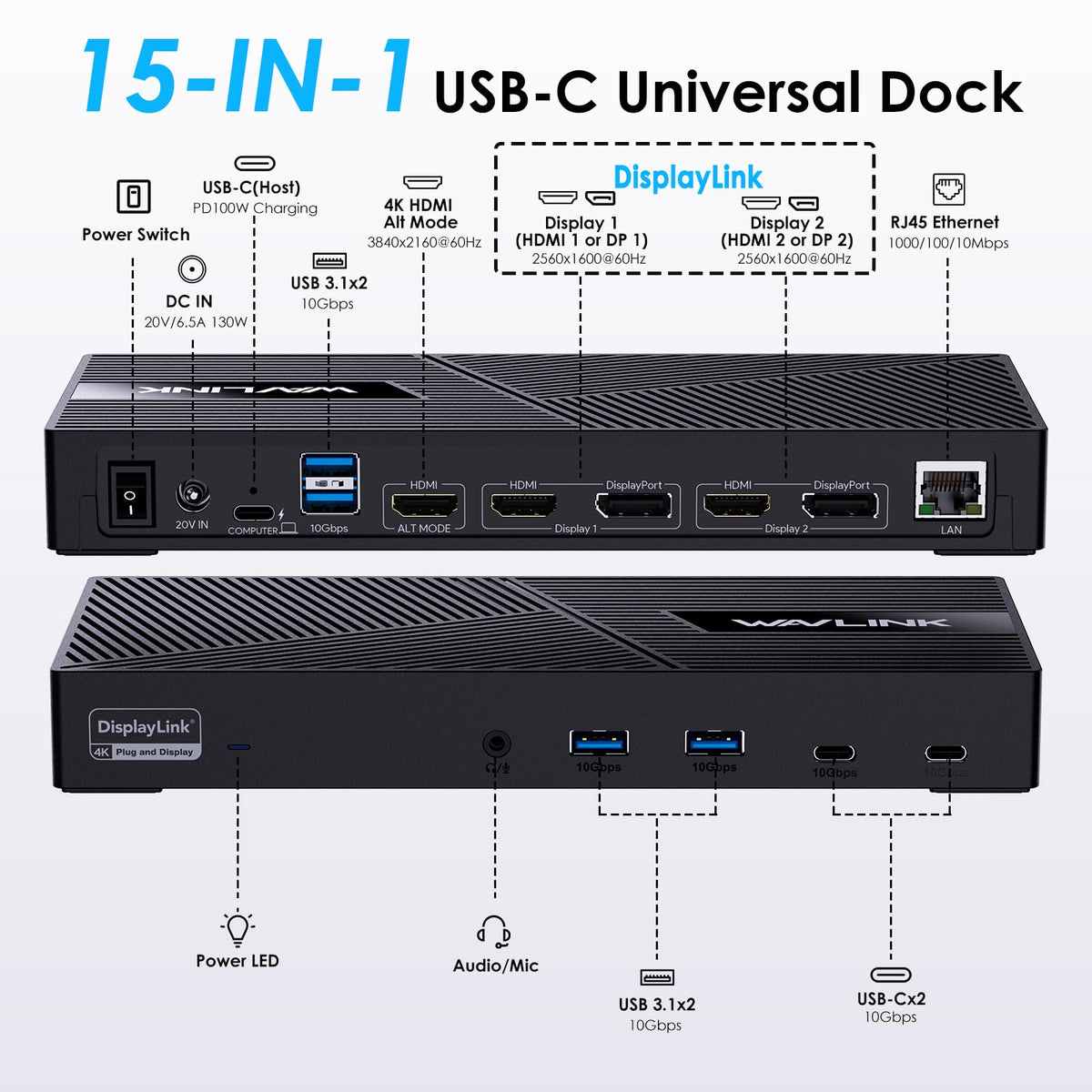 WAVLINK 100W USB-C Triple Display Docking Station with Power Delivery, DEMO
