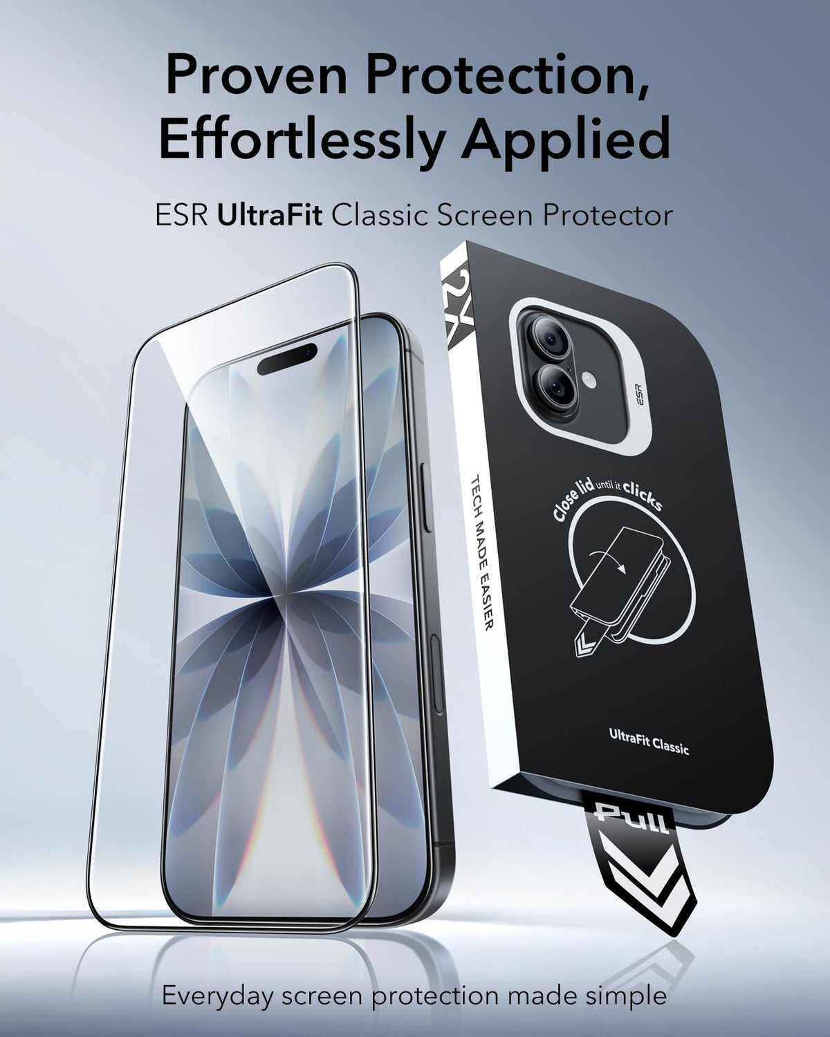 ESR Clear Screen Protectors for iPhone 17/16 Pro Durable Polycarbonate Size NEW