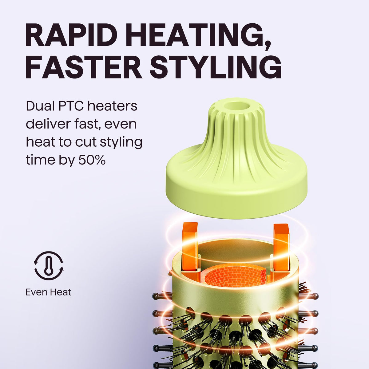 wavytalk Ionic Hot Air Styler Thermal Brush Round Heated Hair Dryer Green NEW