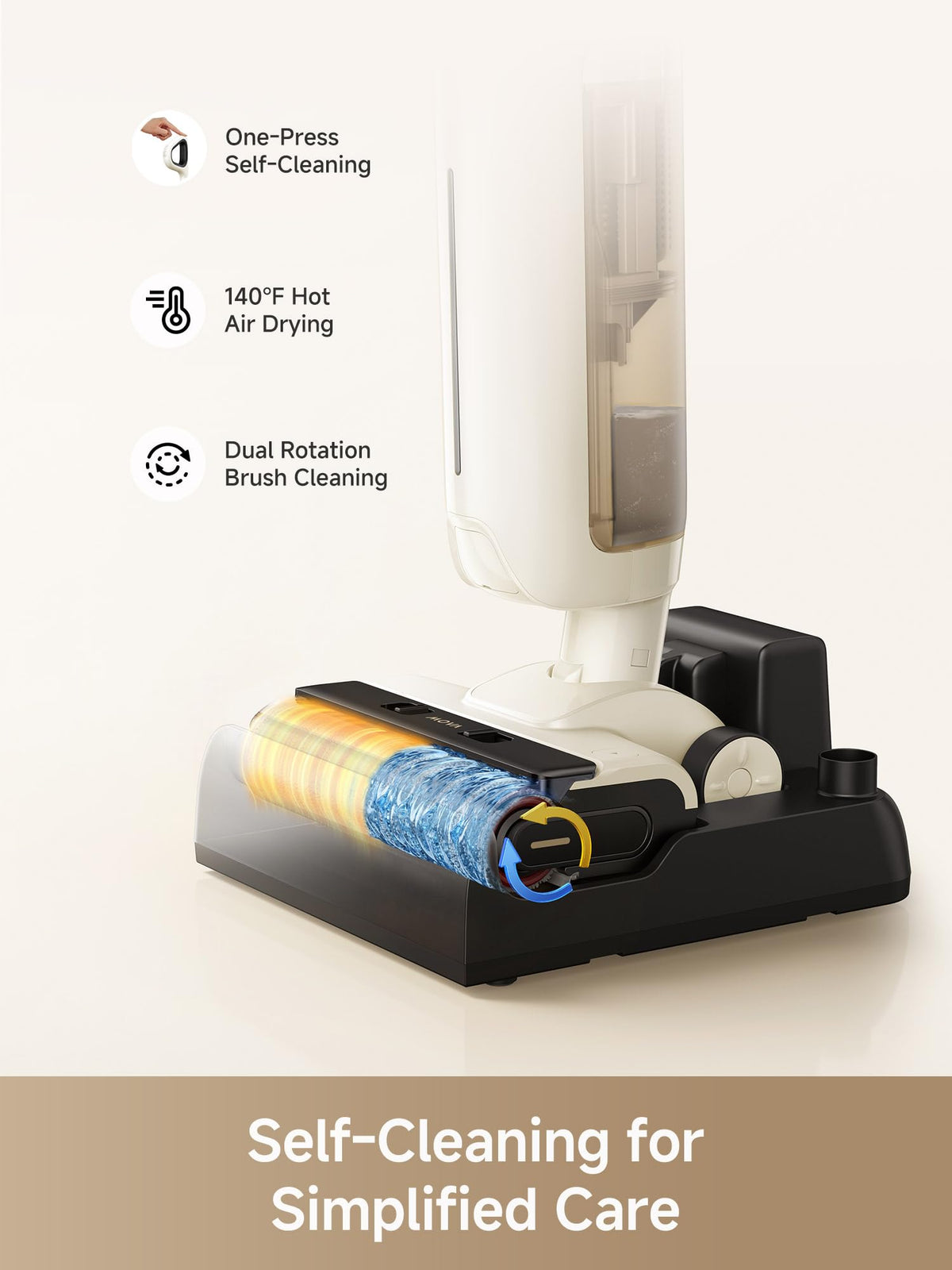 MOVA Power Tools Wet Dry Vacuum Cleaner with 180° Reach, White & Beige NEW