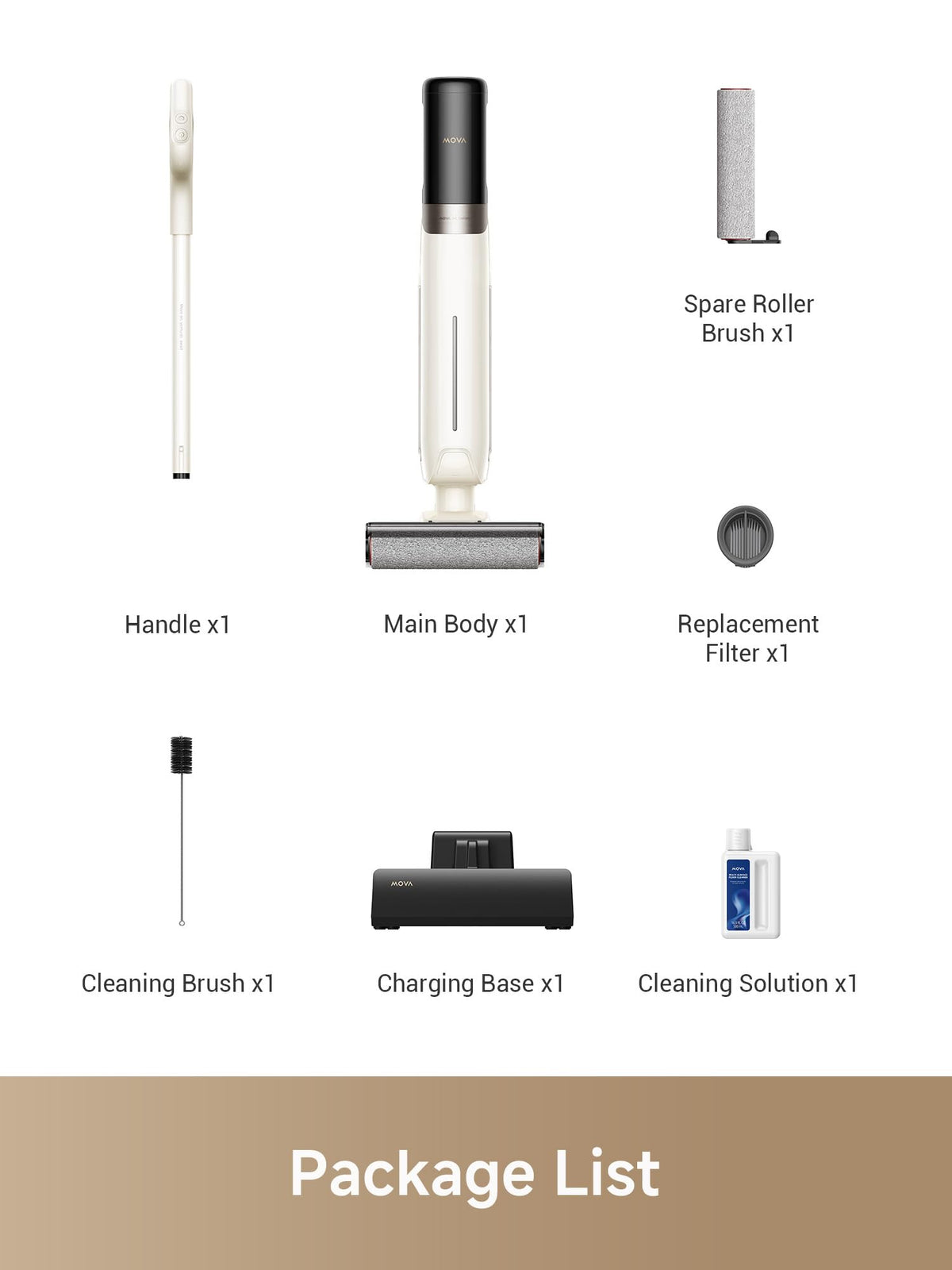 MOVA Power Tools Wet Dry Vacuum Cleaner with 180° Reach, White & Beige NEW
