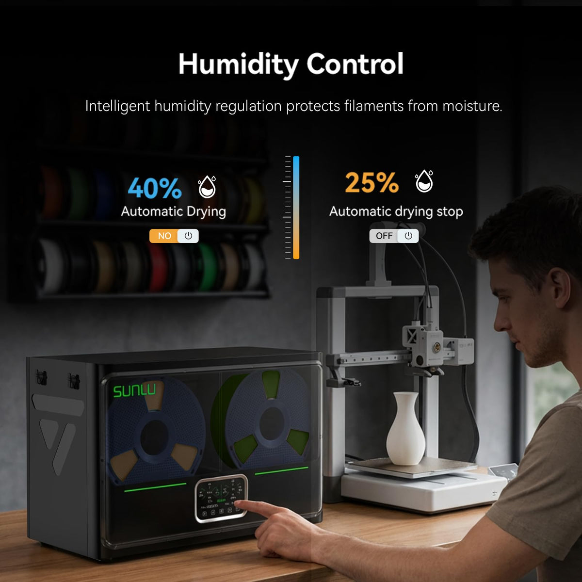 SUNLU 380W Fast Dual-Chamber Filament Dryer Independent Temperature Control NEW