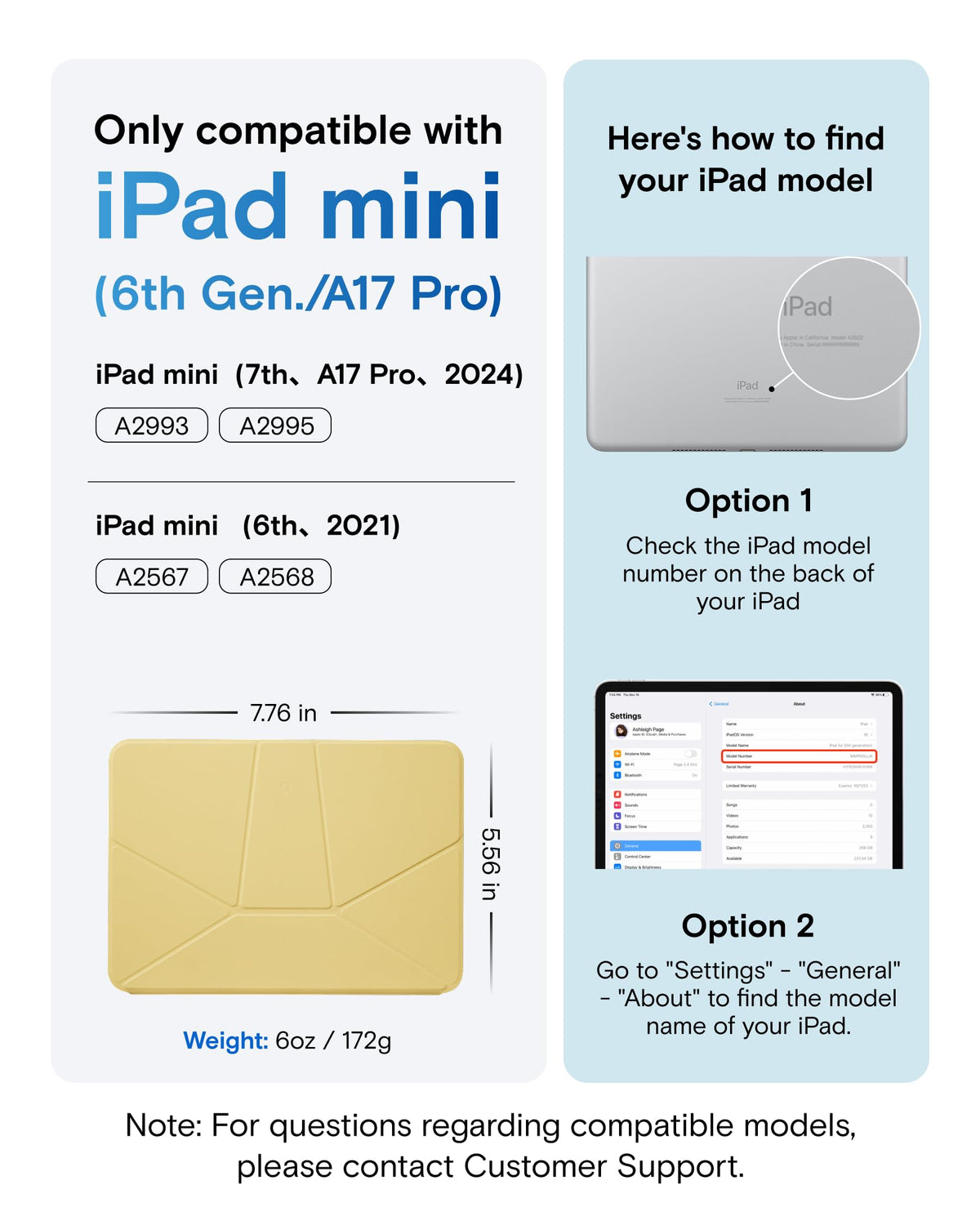 MOFT Folio Case for iPad Mini 6-7th Gen Tablet Protective Yellow & Blue DEMO