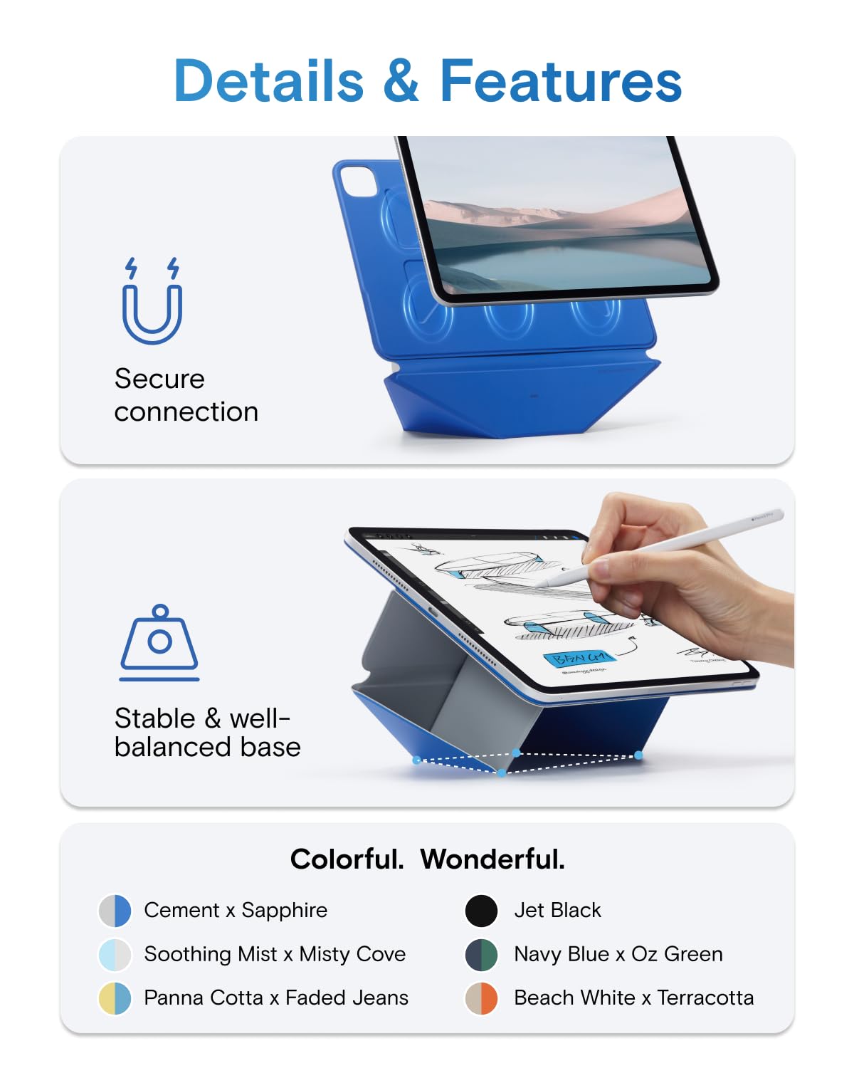 MOFT Folio Case for iPad Mini 6-7th Gen Tablet Protective Yellow & Blue DEMO
