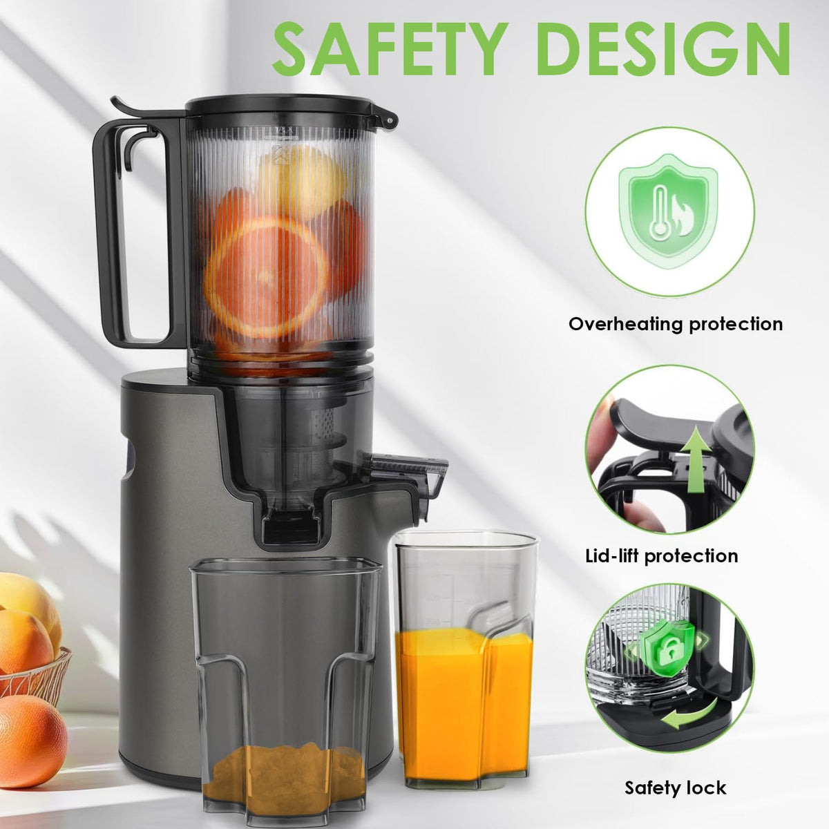 Homiloggo Cold Juicers Press Juicer Machine for Whole Fruits and Vegetables NEW