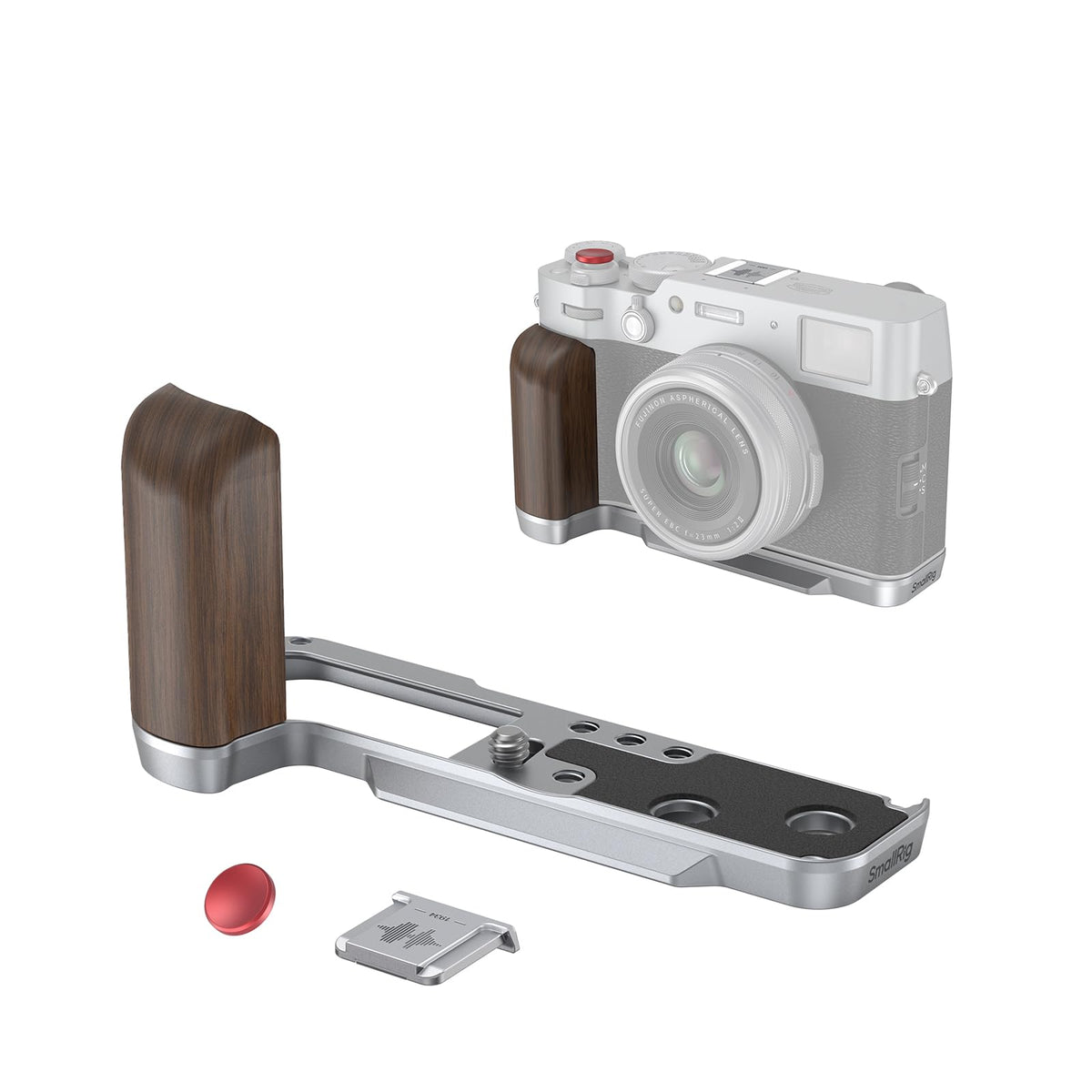 SMALLRIG Wooden L-Shape Grip for FUJIFILM X100VI X100V Stabiliser Silver & NEW