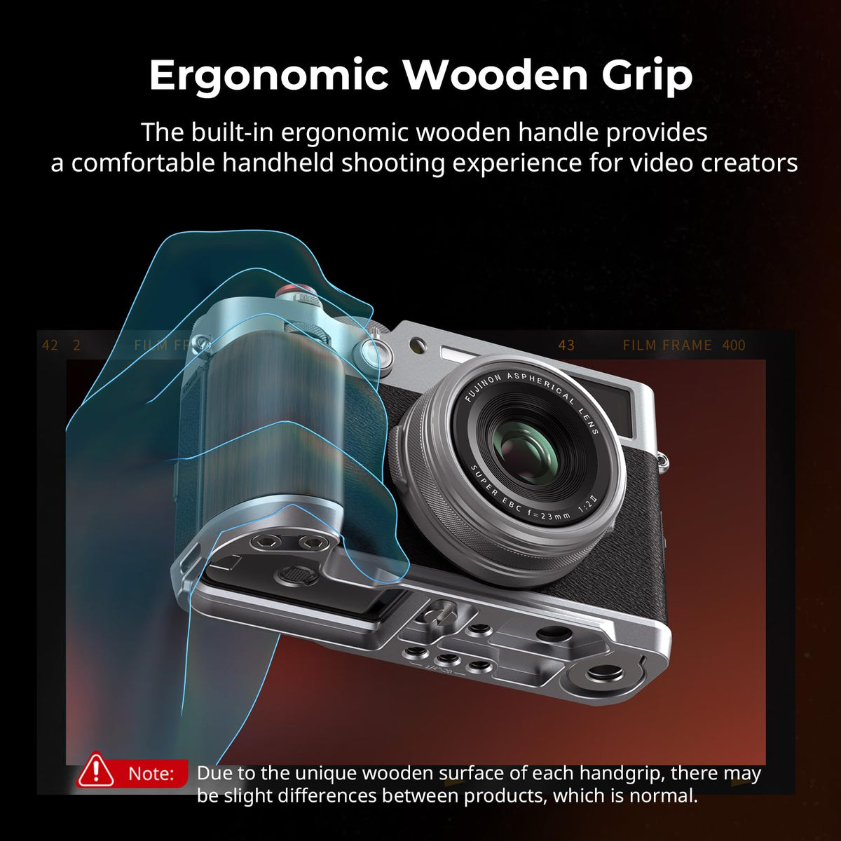 SMALLRIG Wooden L-Shape Grip for FUJIFILM X100VI X100V Stabiliser Silver & NEW