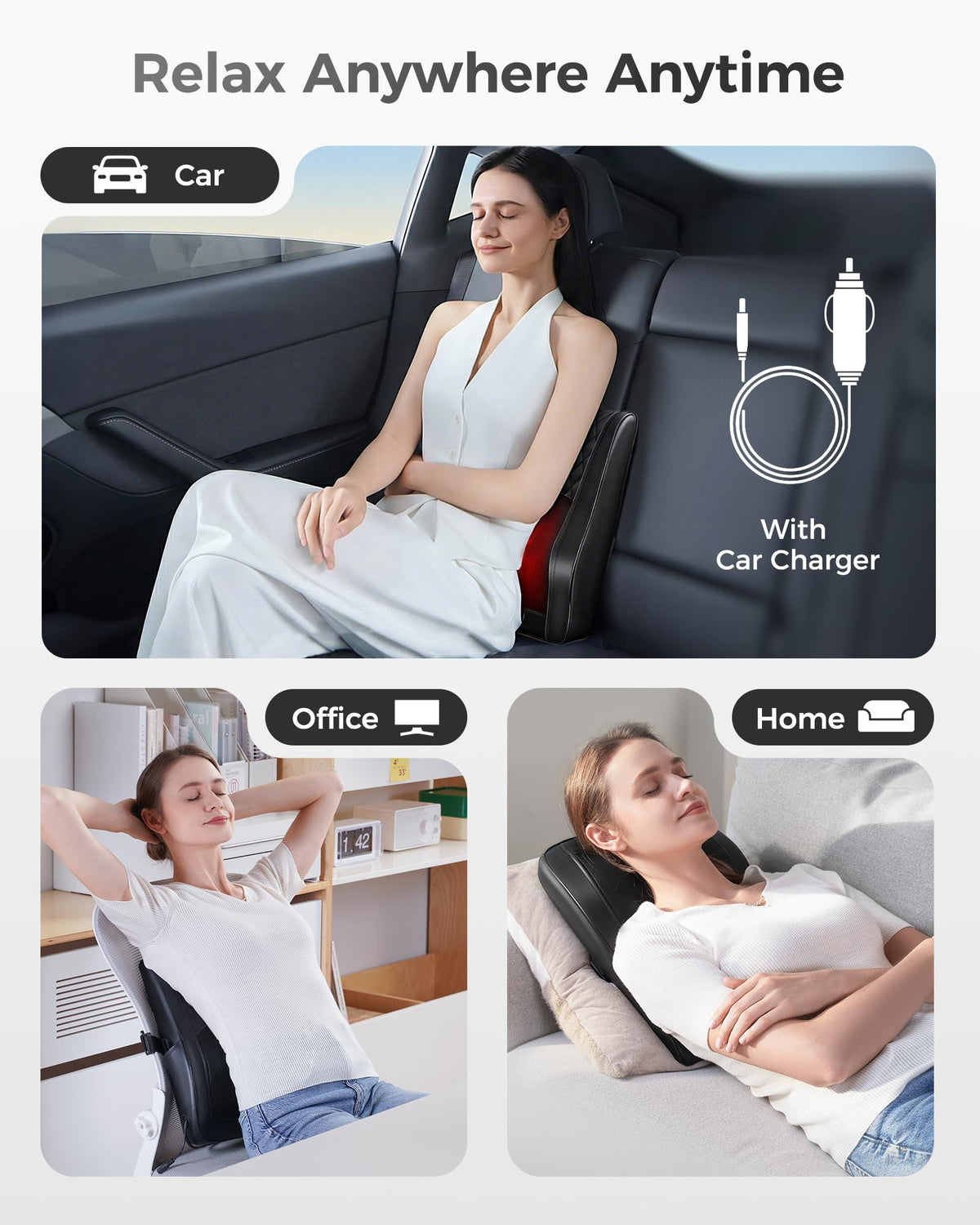 KNQZE Shiatsu Neck Massager with 3D Kneading, Heat & Remote Control NEW