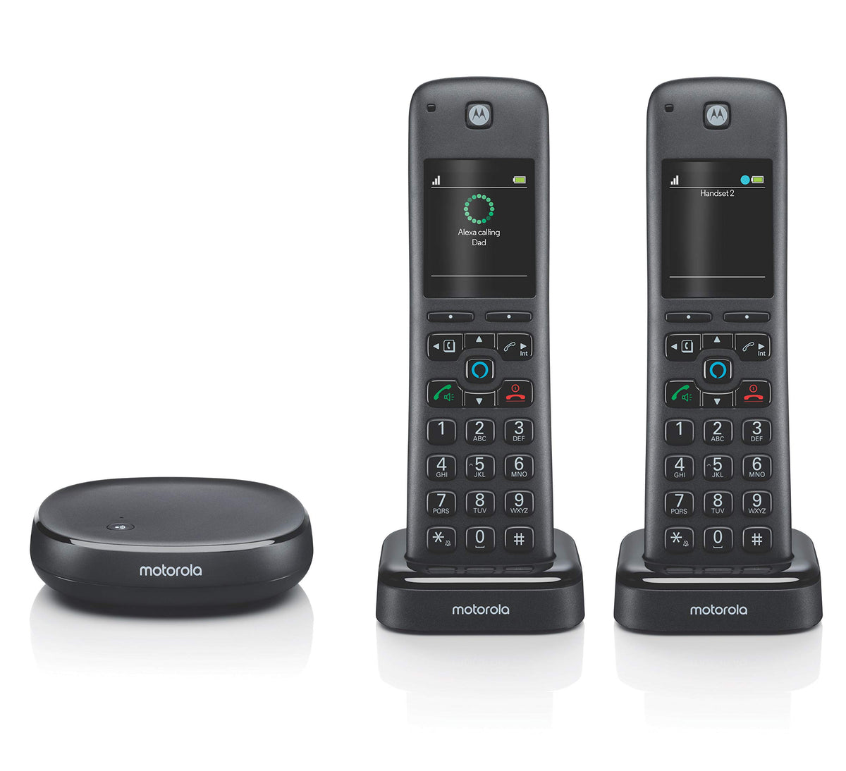 Motorola Voice Cordless Phone with Base and 2 Handsets Answering Machine NEW