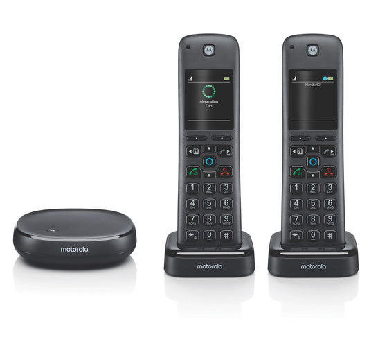 Motorola Voice Cordless Phone with Base and 2 Handsets Answering Machine NEW