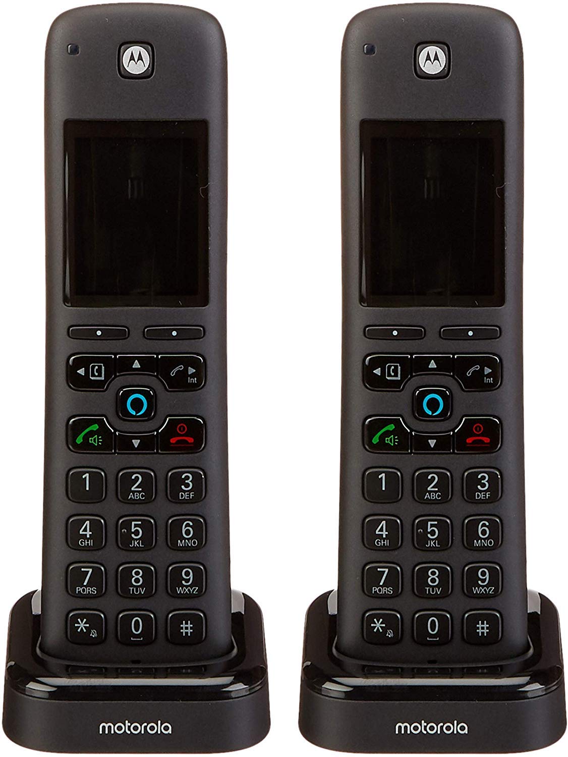 Motorola Voice Cordless Phone with Base and 2 Handsets Answering Machine NEW