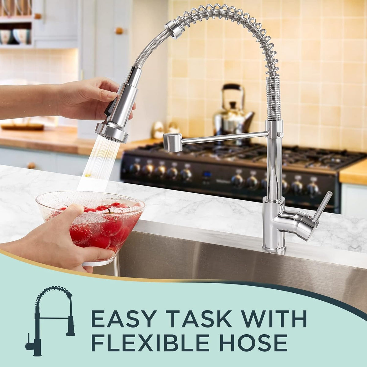 FORIOUS High Arc Swivel 360° Kitchen Sink Tap with Pull Down Sprayer NEW